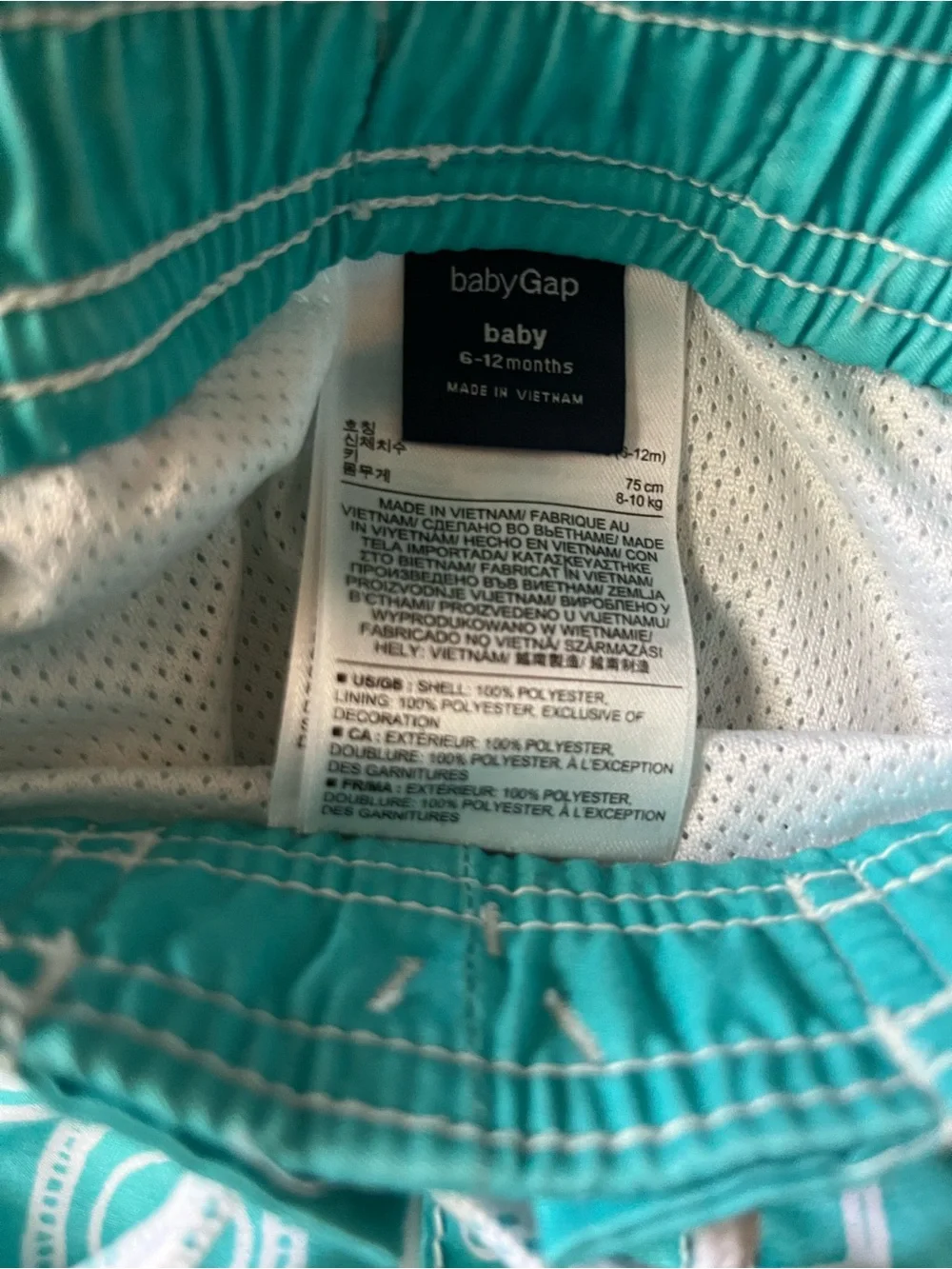 GAP Teal Swim Trunks with White Camera Print